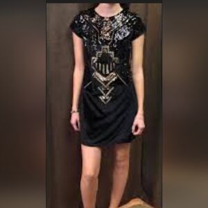 Dex Black Sudded Body Con Style Dress sizeL.New wyth tag.